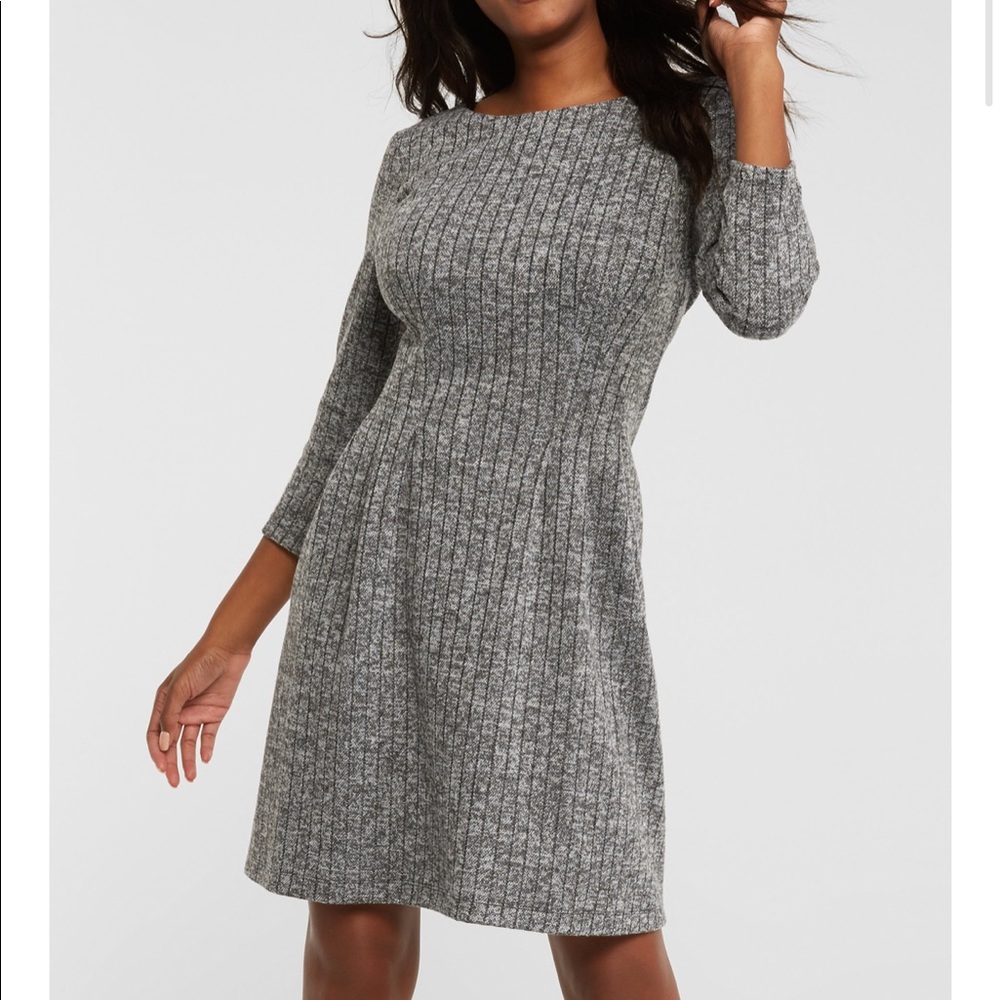 Gray Wide Rib Cozy Knit Dress